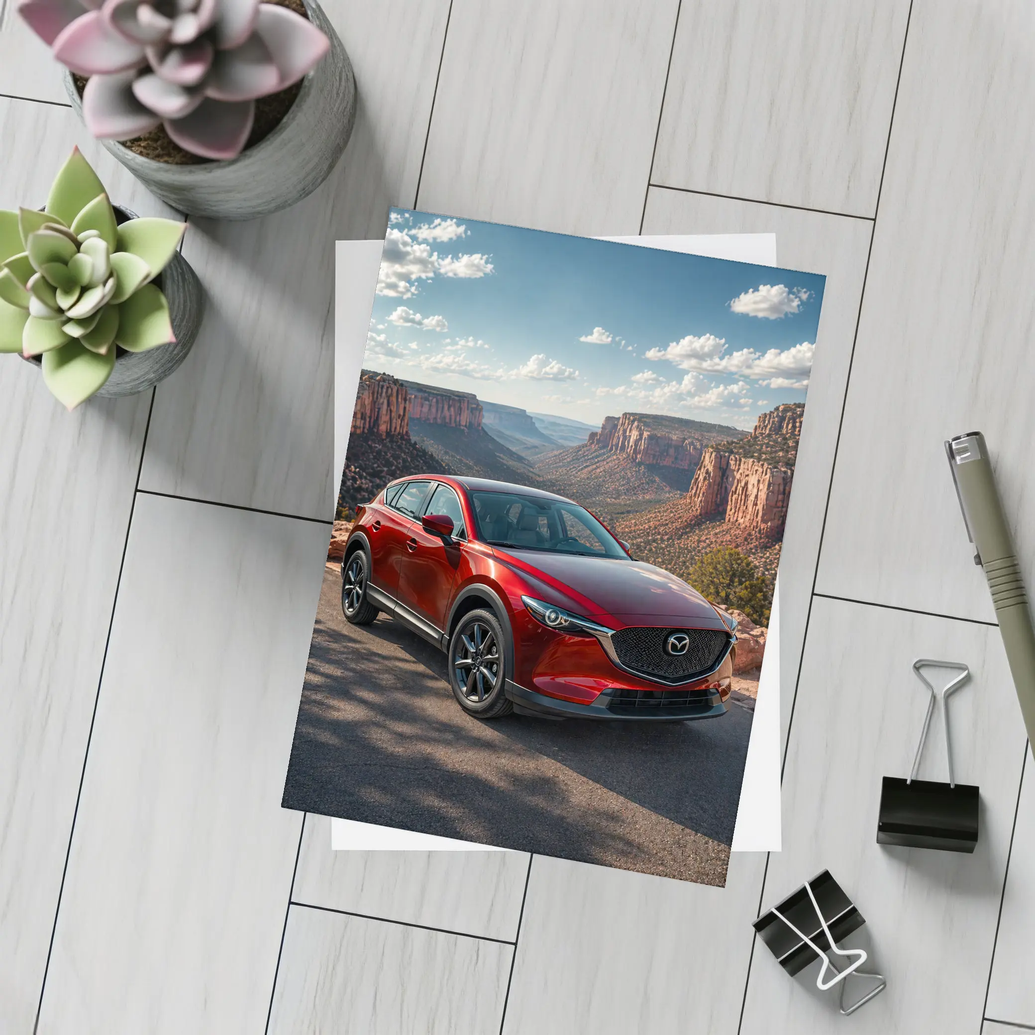 Mazda CX5 Red SUV Canyon Landscape – Postcards
