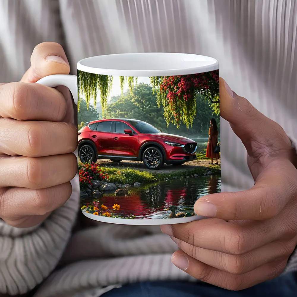 Mazda CX Five Red SUV by River – Mugs