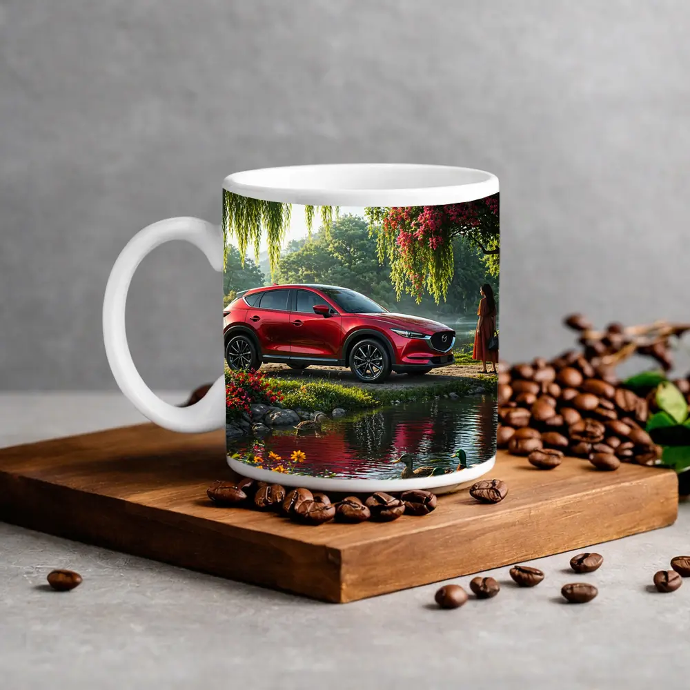 Mazda CX Five Red SUV by River – Mugs