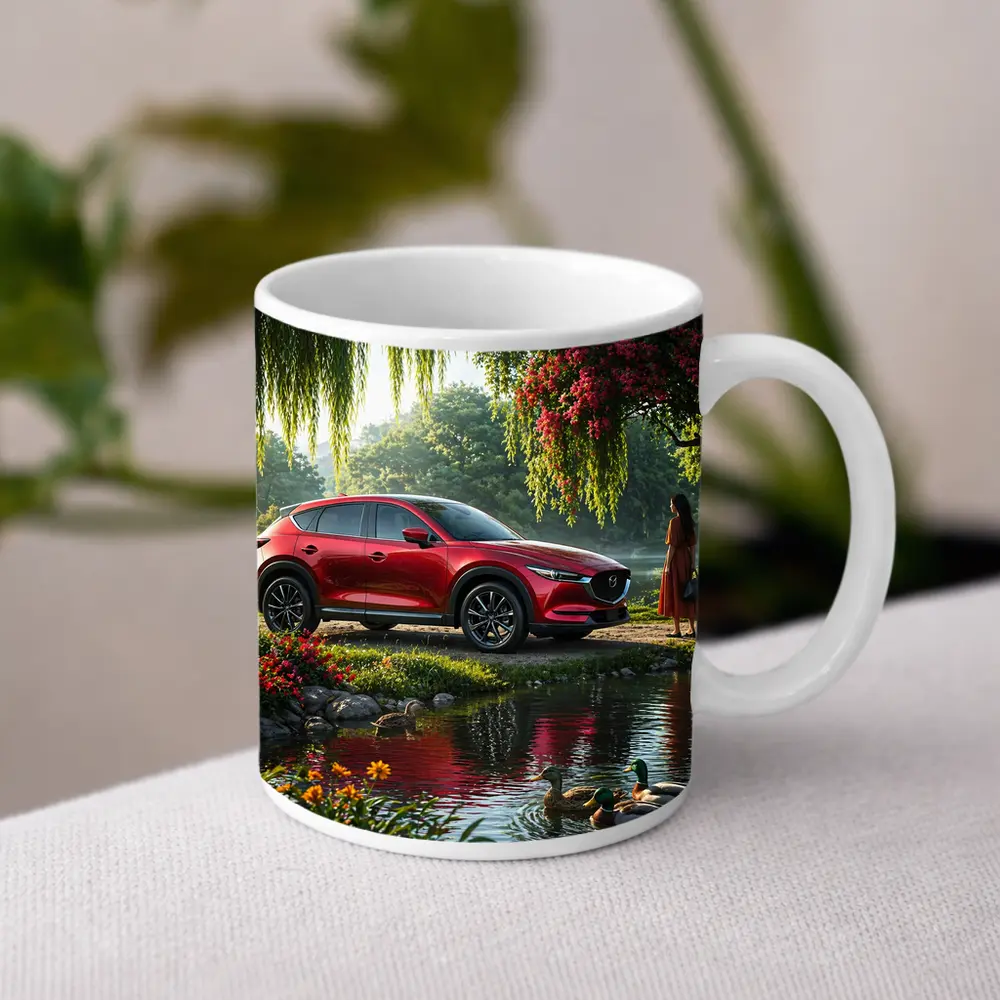 Mazda CX Five Red SUV by River – Mugs