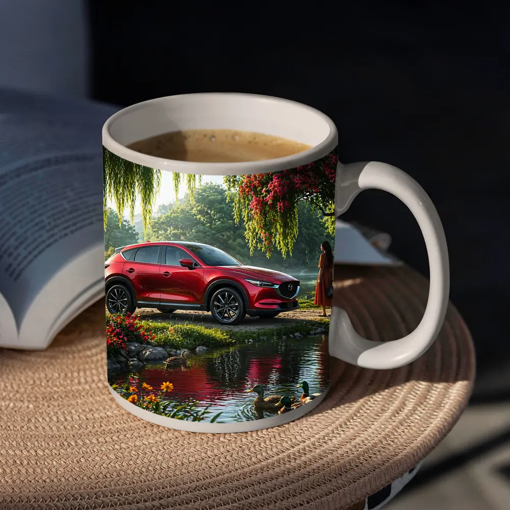 Mazda CX Five Red SUV by River – Mugs