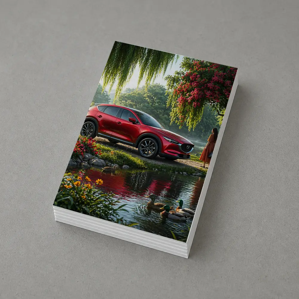 Mazda CX Five Red SUV by River – Postcards