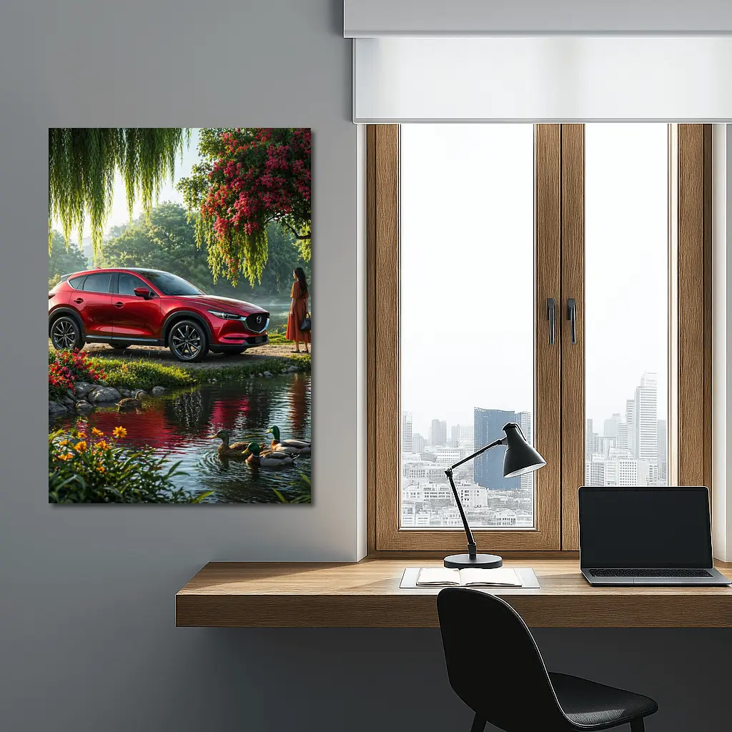 Mazda CX Five Red SUV by River – Wall Art