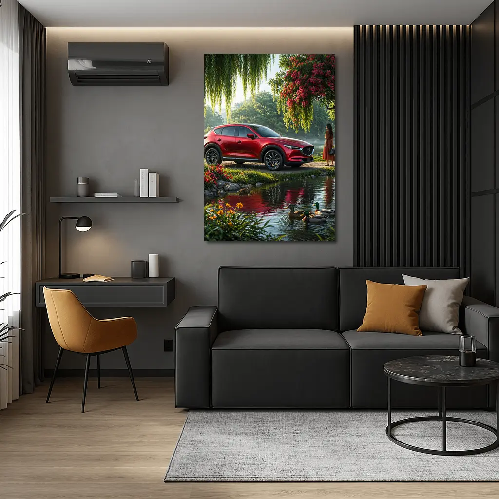 Mazda CX Five Red SUV by River – Wall Art