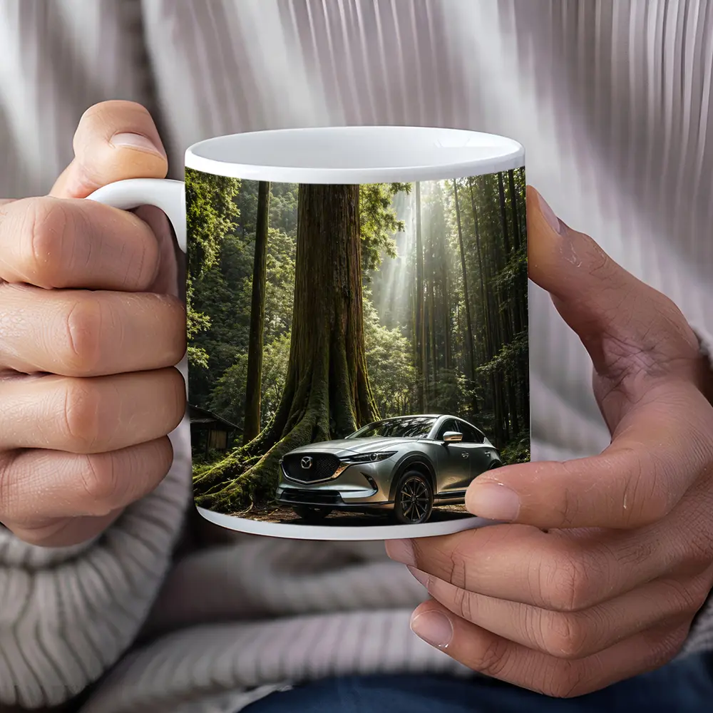 Mazda CX Silver SUV Forest Setting – Mugs