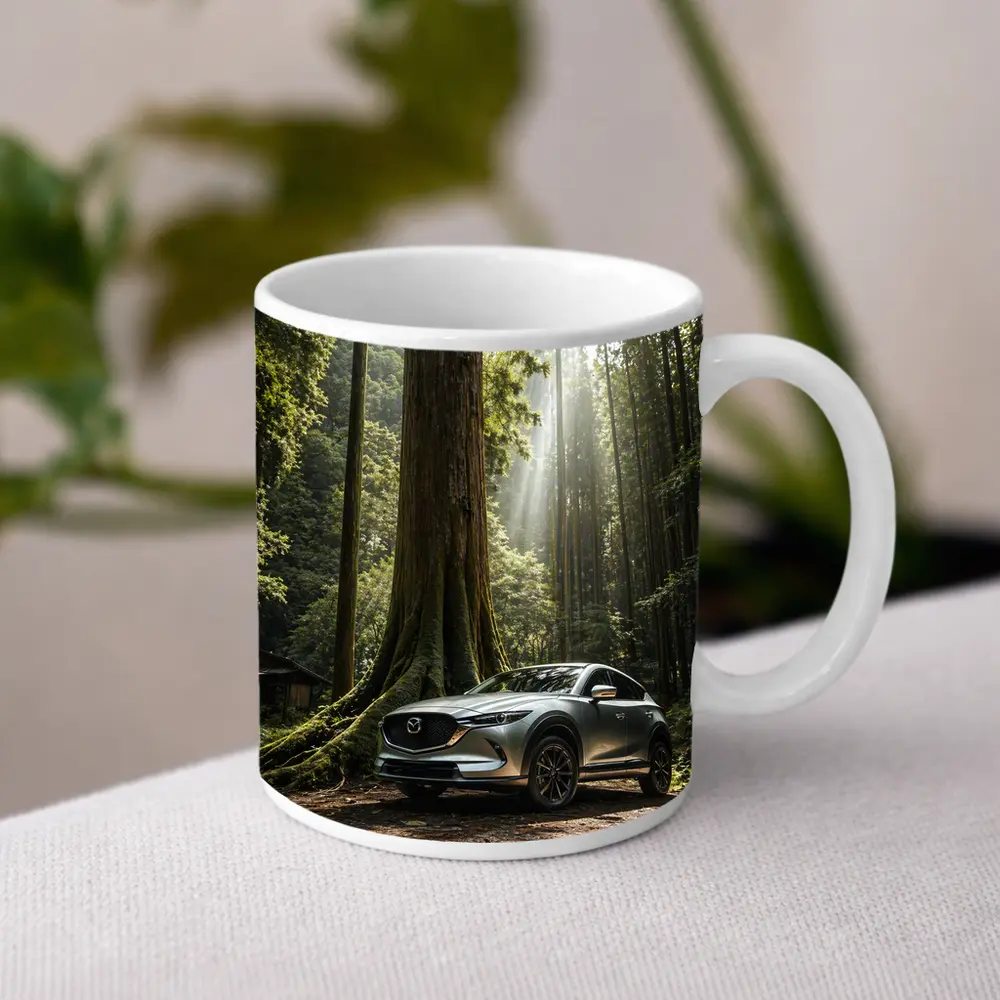 Mazda CX Silver SUV Forest Setting – Mugs