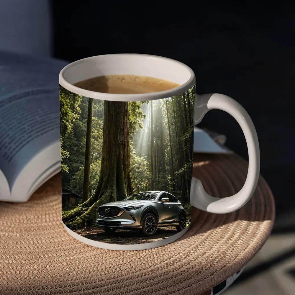 Mazda CX Silver SUV Forest Setting – Mugs