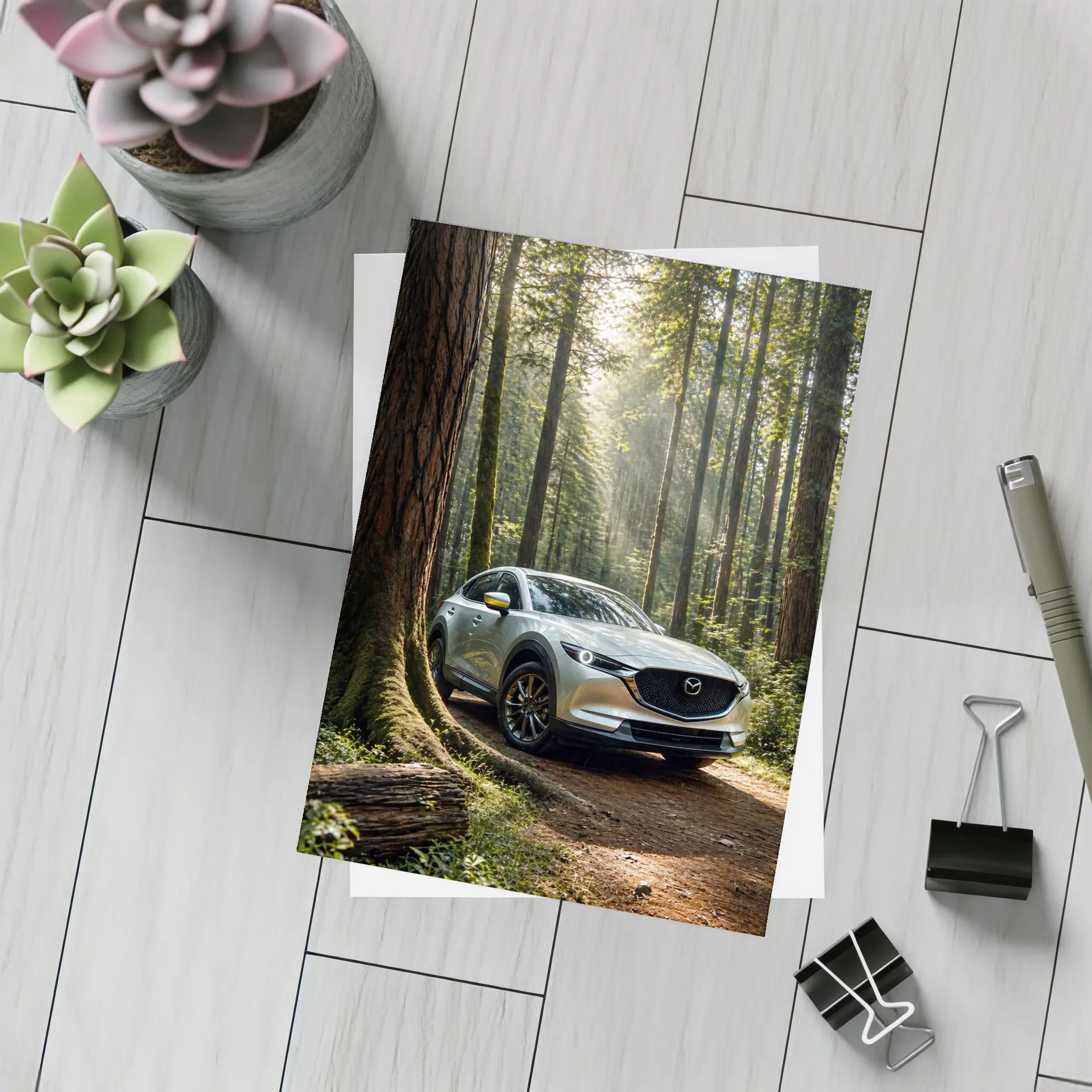 Mazda CX Forest Light Silver SUV – Postcards