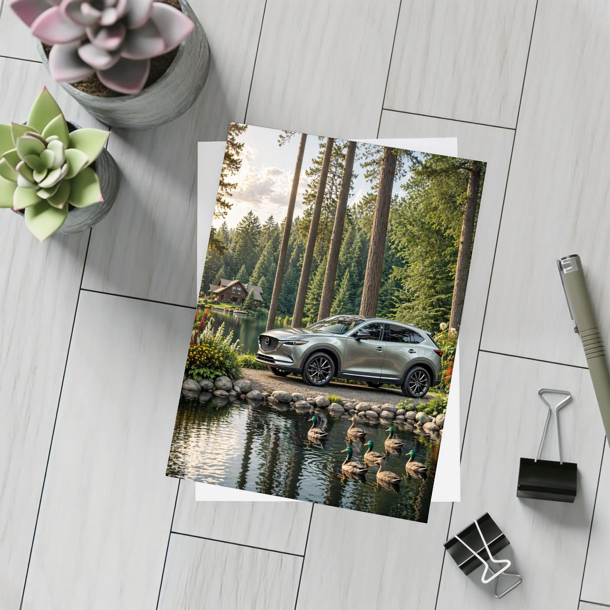 Mazda CX-9 Parked By Forest Lake – Postcards