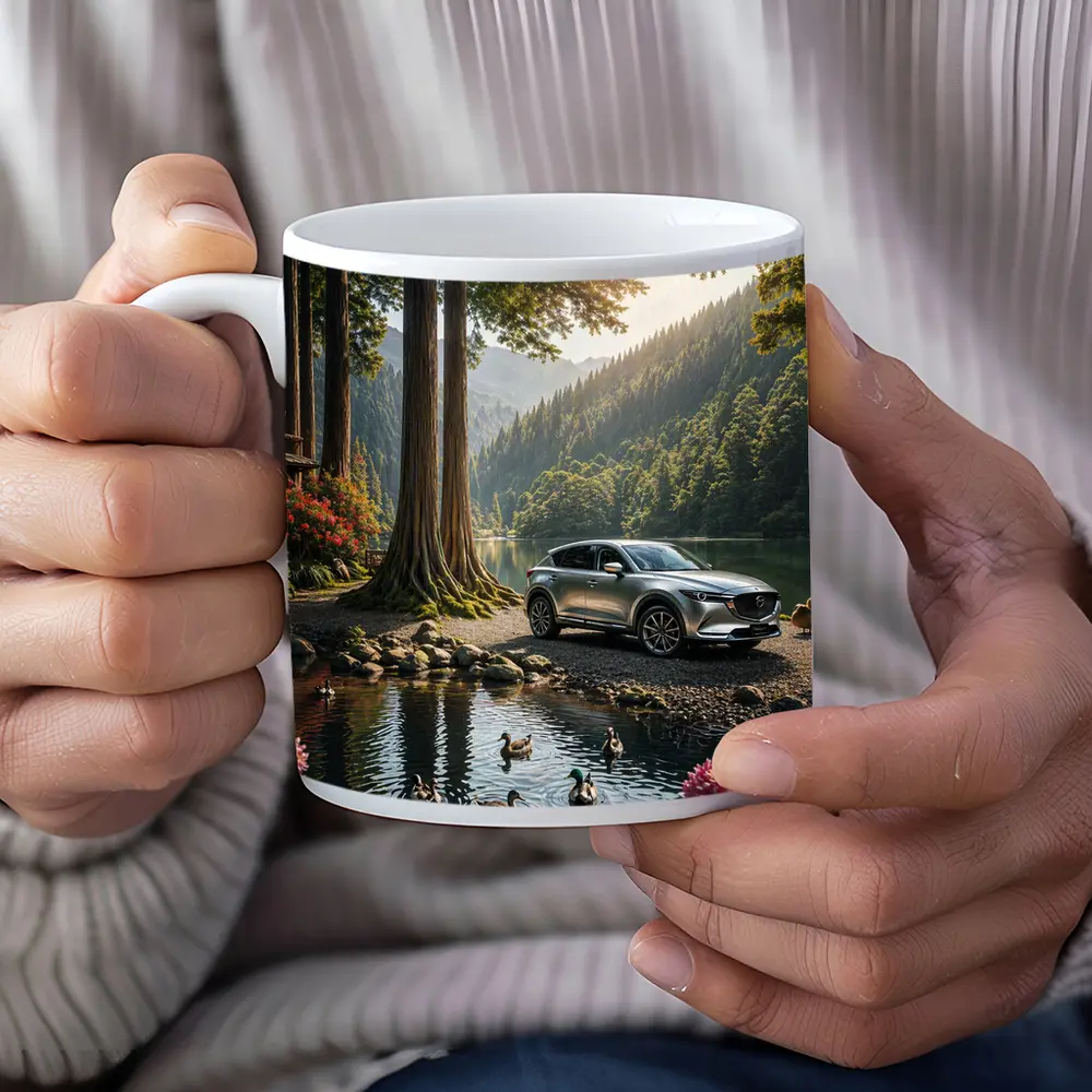 Mazda CX5 Parked By Forest Mountain Lake – Mugs