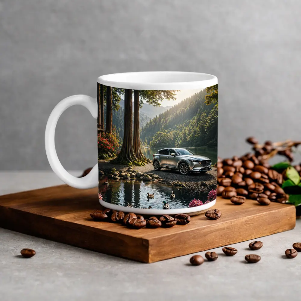 Mazda CX5 Parked By Forest Mountain Lake – Mugs
