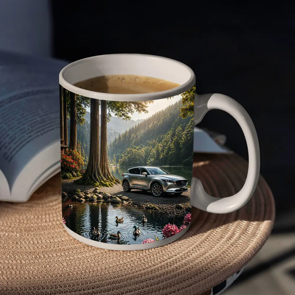 Mazda CX5 Parked By Forest Mountain Lake – Mugs