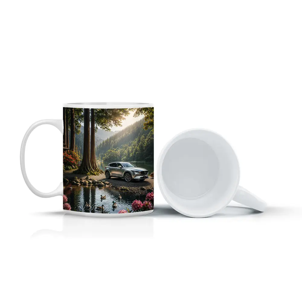 Mazda CX5 Parked By Forest Mountain Lake – Mugs