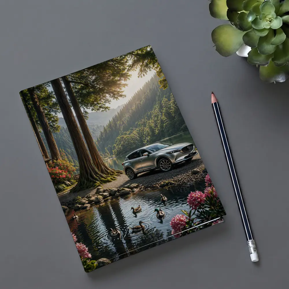 Mazda CX5 Parked By Forest Mountain Lake – Notebooks