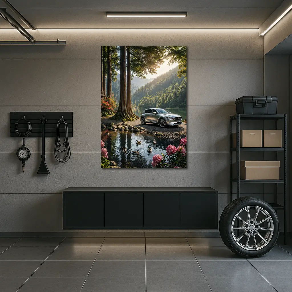 Mazda CX5 Parked By Forest Mountain Lake – Wall Art