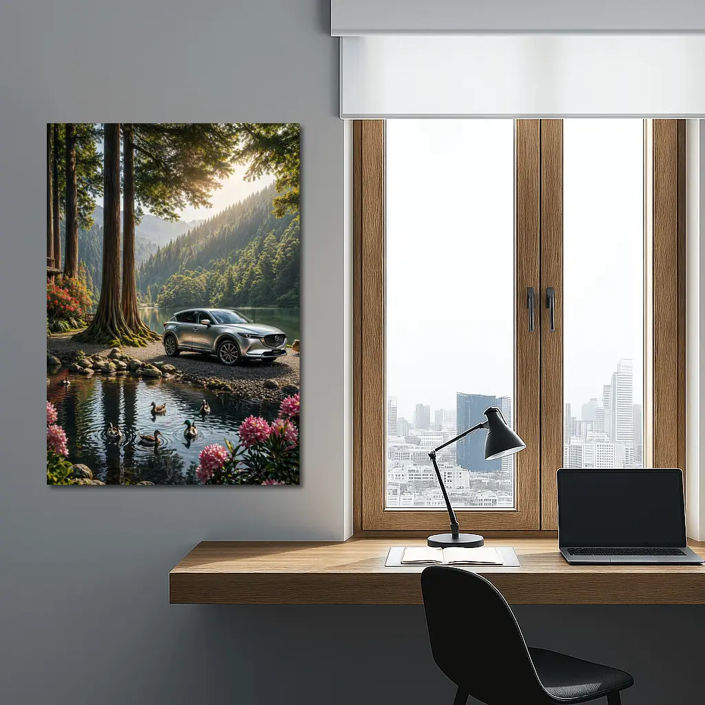 Mazda CX5 Parked By Forest Mountain Lake – Wall Art