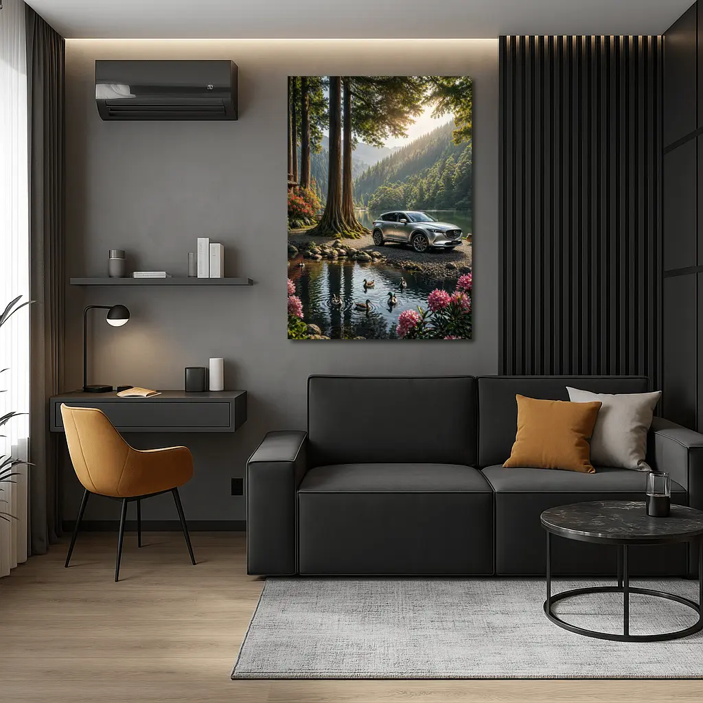 Mazda CX5 Parked By Forest Mountain Lake – Wall Art