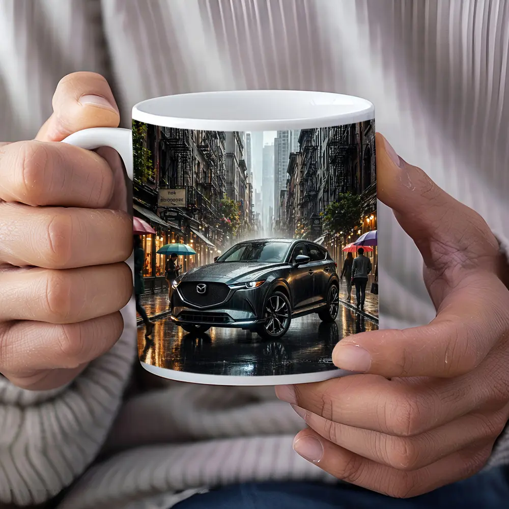 Mazda CX-9 Rainy City Street Scene – Mugs
