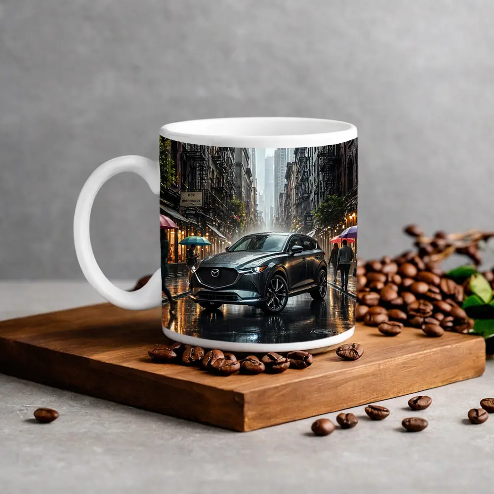 Mazda CX-9 Rainy City Street Scene – Mugs