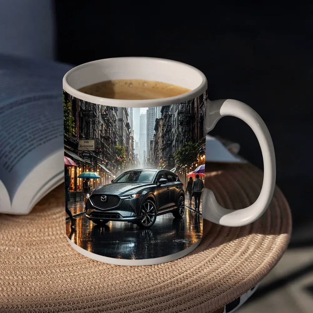 Mazda CX-9 Rainy City Street Scene – Mugs