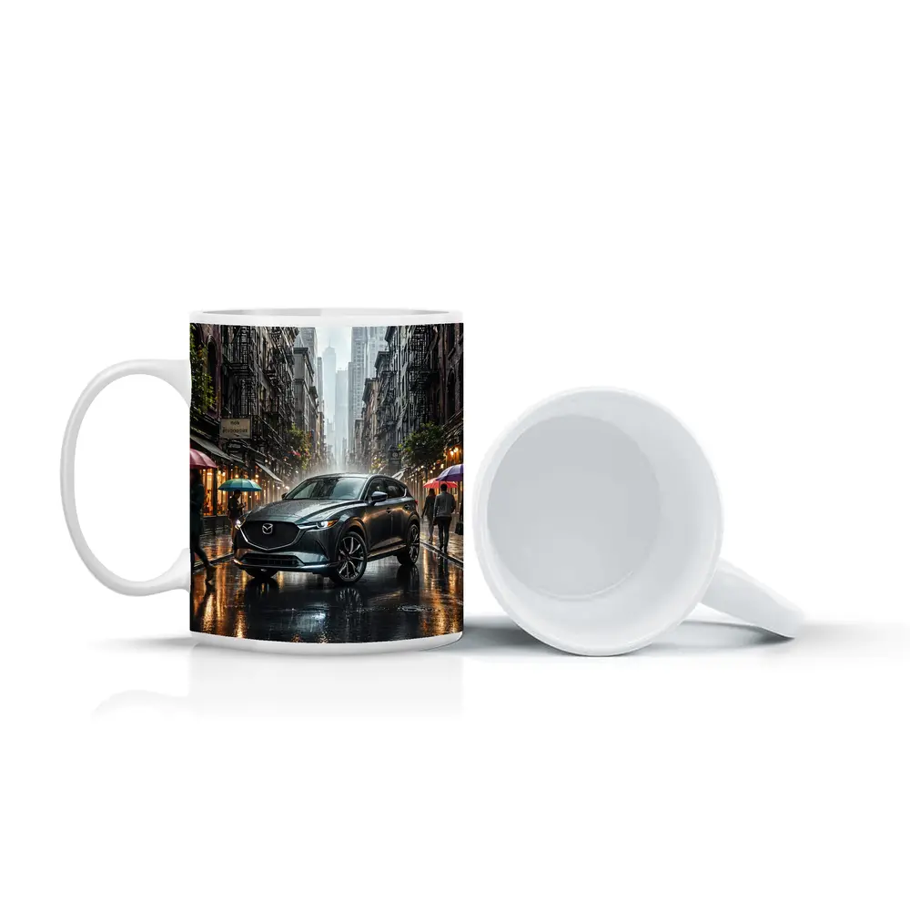 Mazda CX-9 Rainy City Street Scene – Mugs