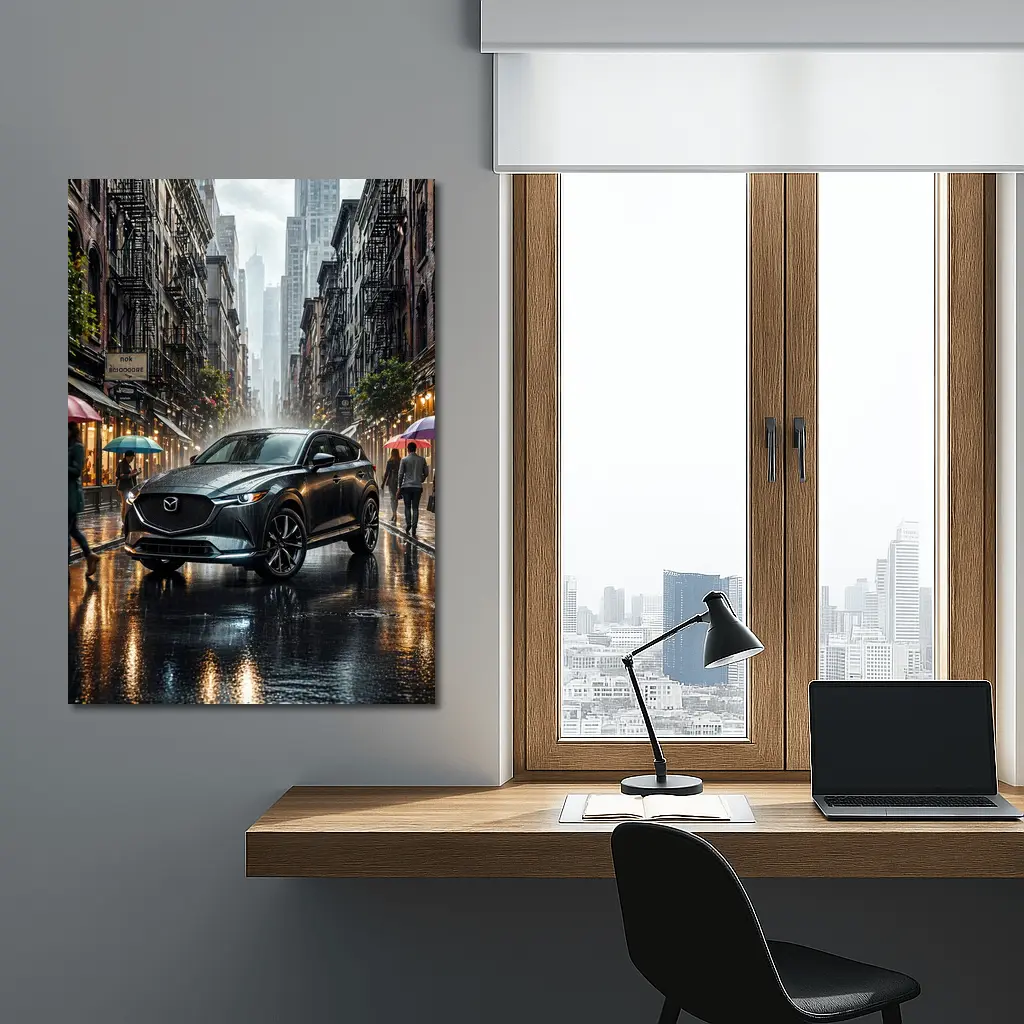 Mazda CX-9 Rainy City Street Scene – Wall Art