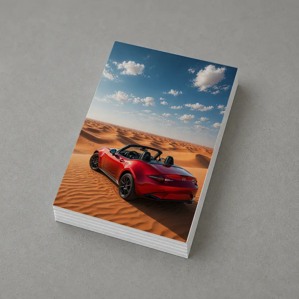 Mazda MX5 Red Convertible Desert Dunes – Postcards