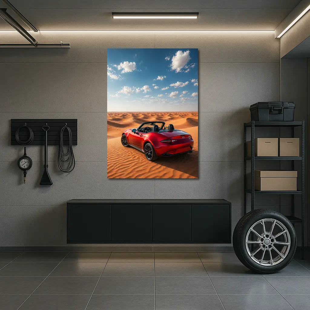 Mazda MX5 Red Convertible Desert Dunes – Wall Art