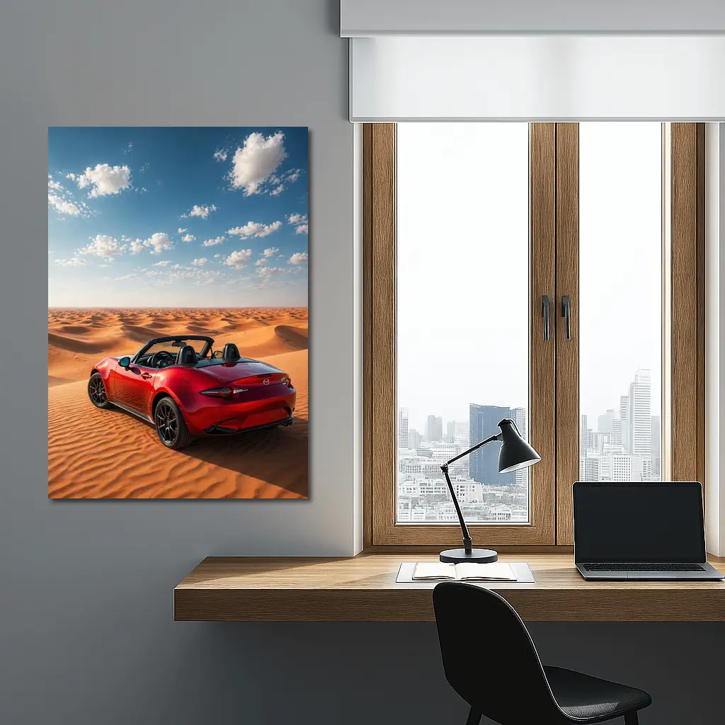 Mazda MX5 Red Convertible Desert Dunes – Wall Art
