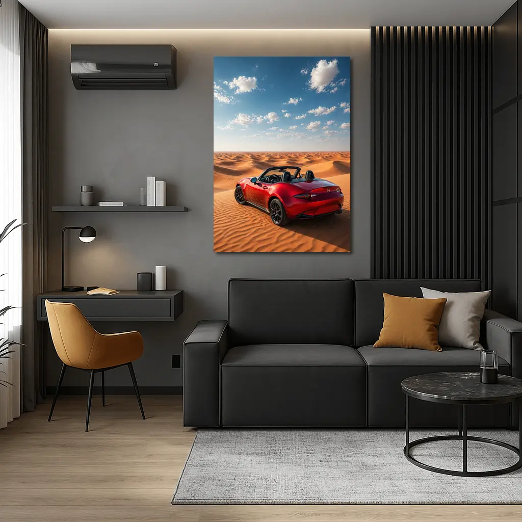 Mazda MX5 Red Convertible Desert Dunes – Wall Art