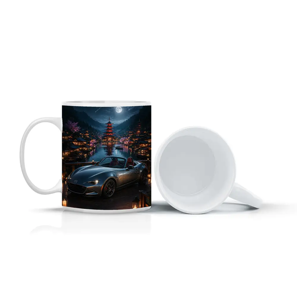 Mazda MX5 Miata Japanese Pagoda Night Scene – Mugs