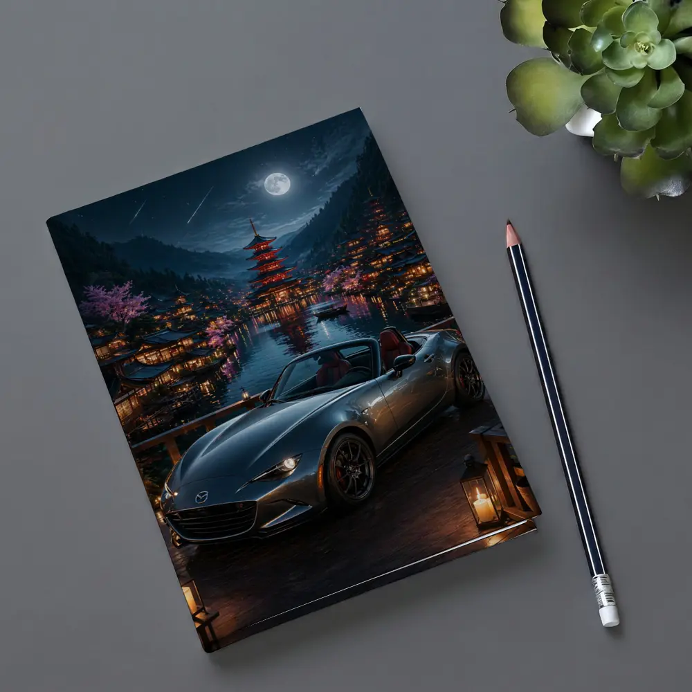 Mazda MX5 Miata Japanese Pagoda Night Scene – Notebooks