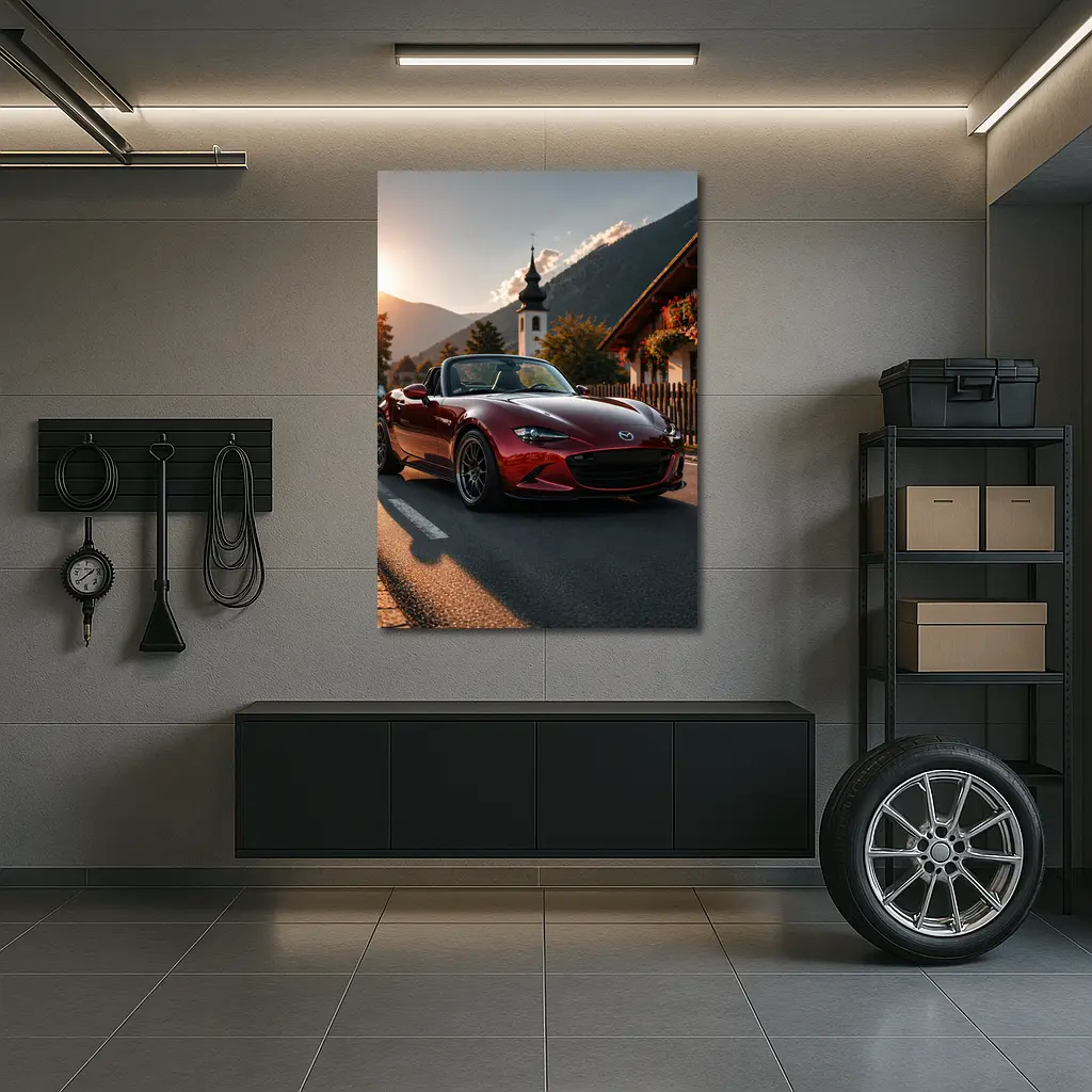 Mazda MX5 Miata Red Alpine Village Road – Wall Art