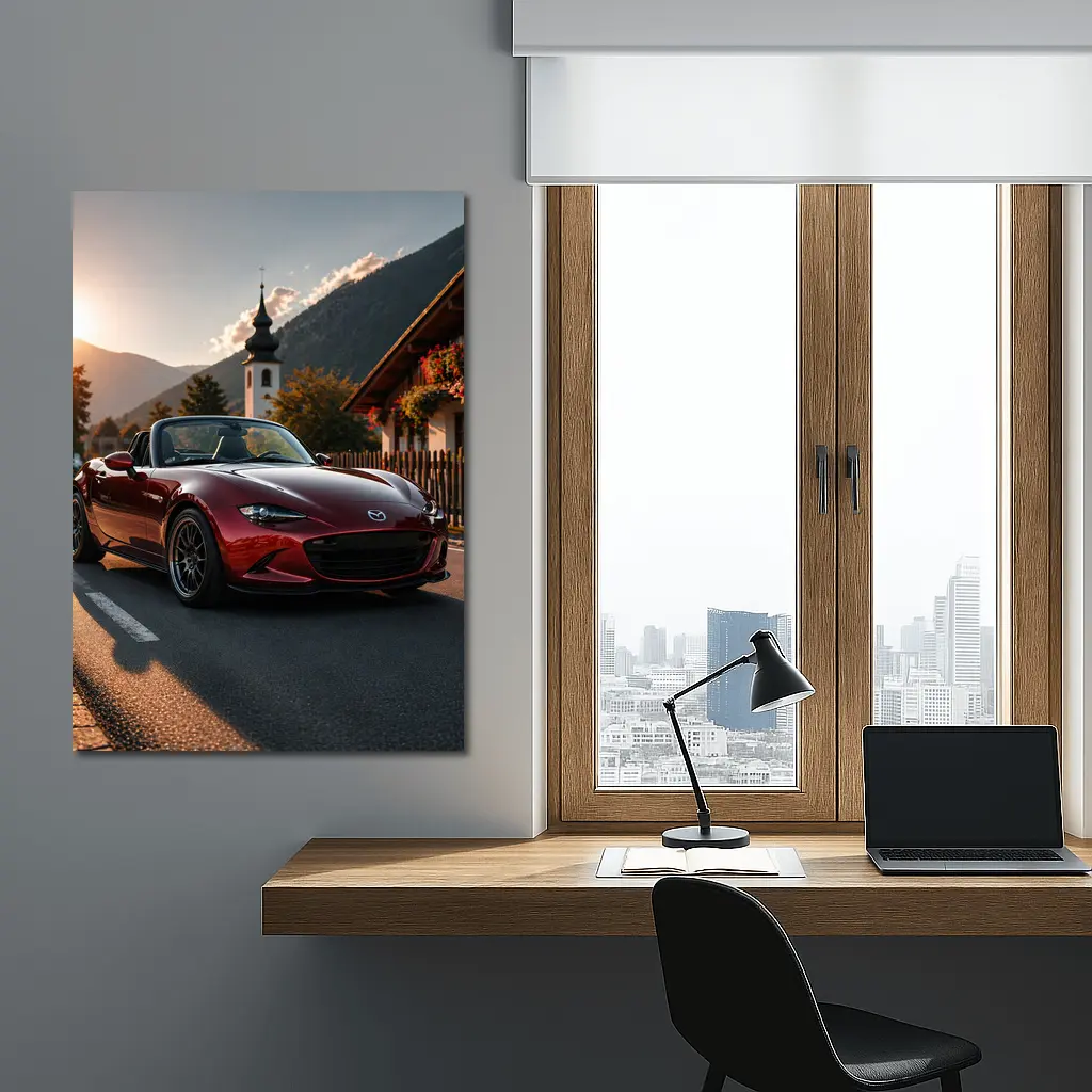 Mazda MX5 Miata Red Alpine Village Road – Wall Art