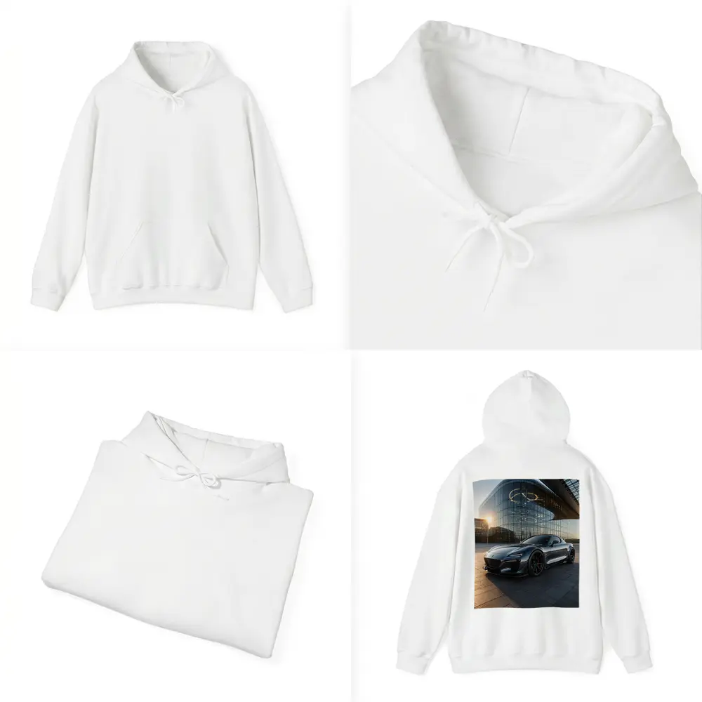 Mazda RX8 Gray Sports Car Glass Building – Hoodies