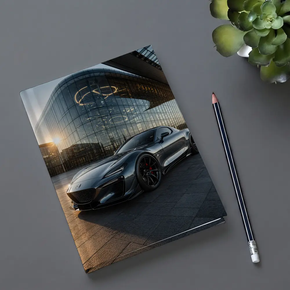 Mazda RX8 Gray Sports Car Glass Building – Notebooks