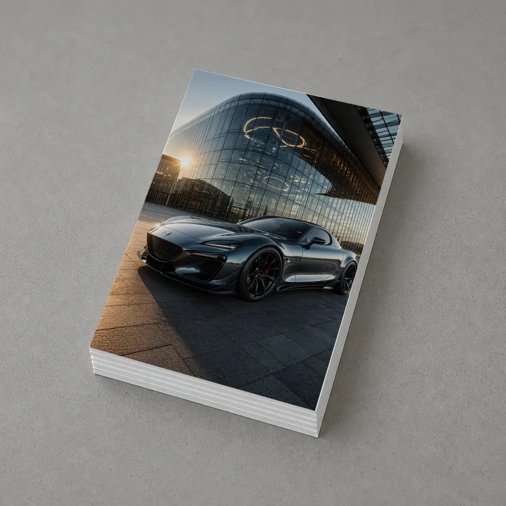 Mazda RX8 Gray Sports Car Glass Building – Postcards