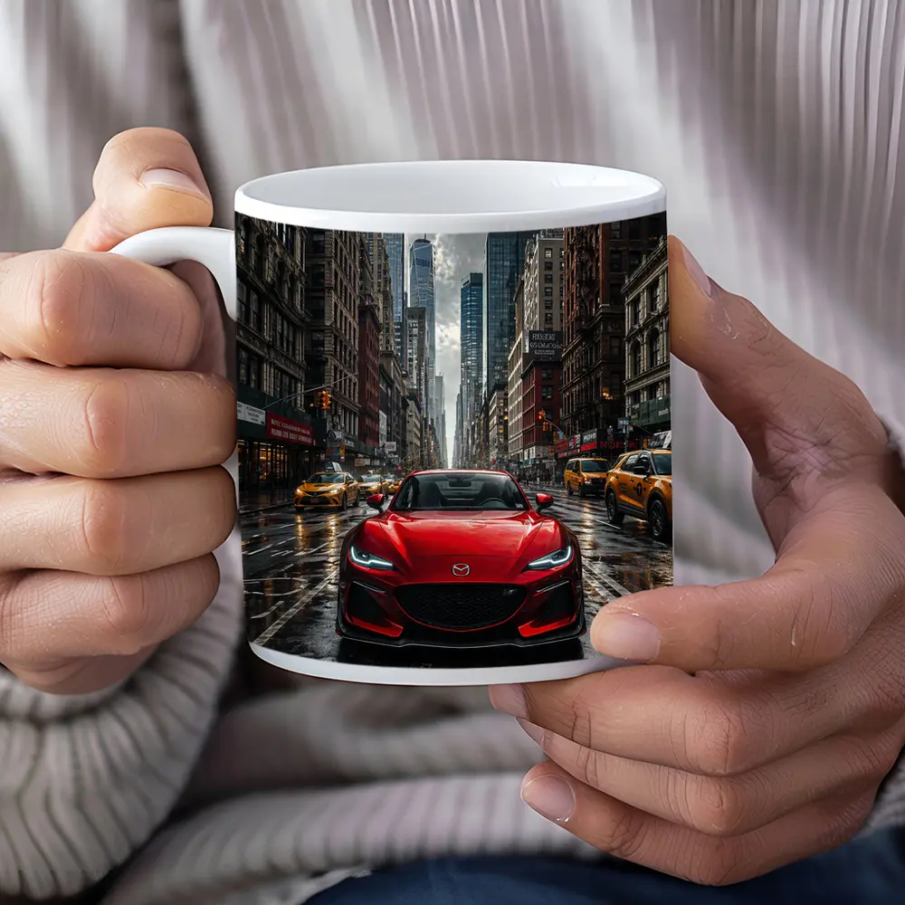 Mazda RX8 Red Car New York Street – Mugs
