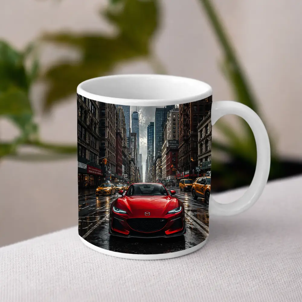 Mazda RX8 Red Car New York Street – Mugs