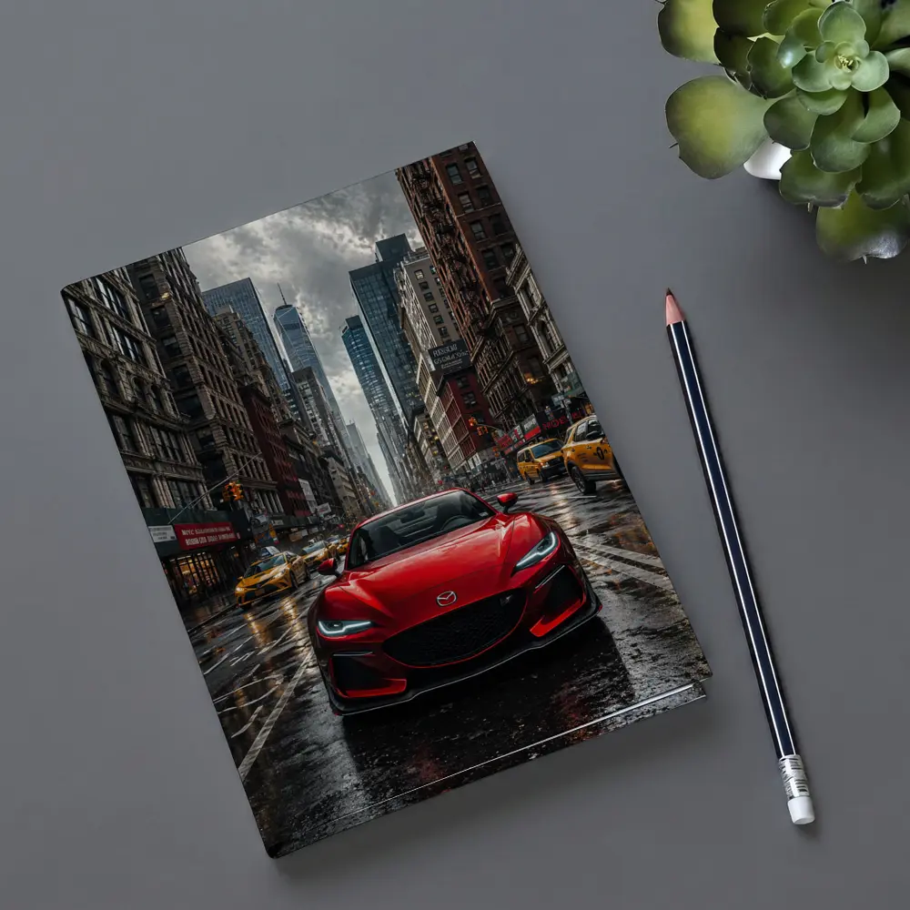 Mazda RX8 Red Car New York Street – Notebooks