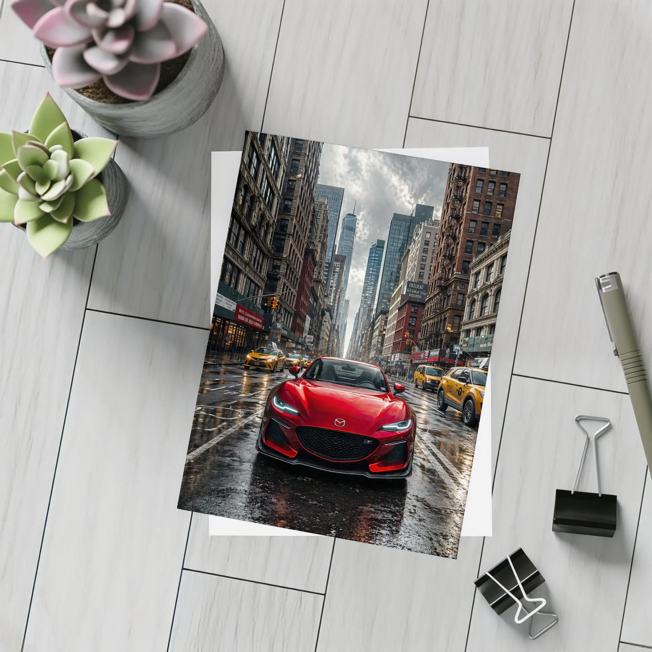 Mazda RX8 Red Car New York Street – Postcards