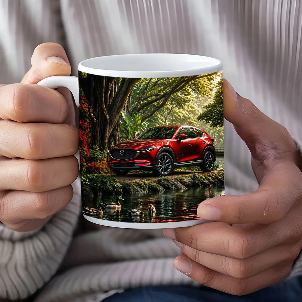 Mazda CX5 Red SUV By River – Mugs