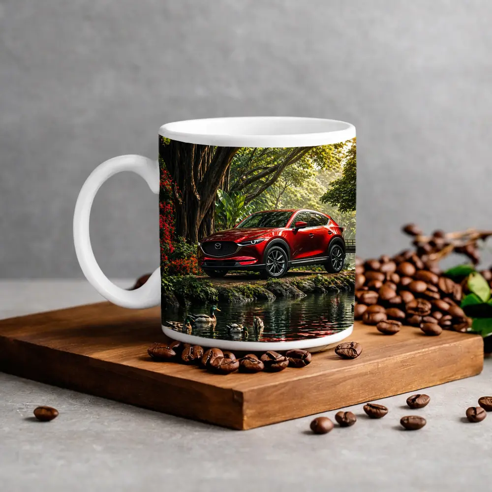 Mazda CX5 Red SUV By River – Mugs