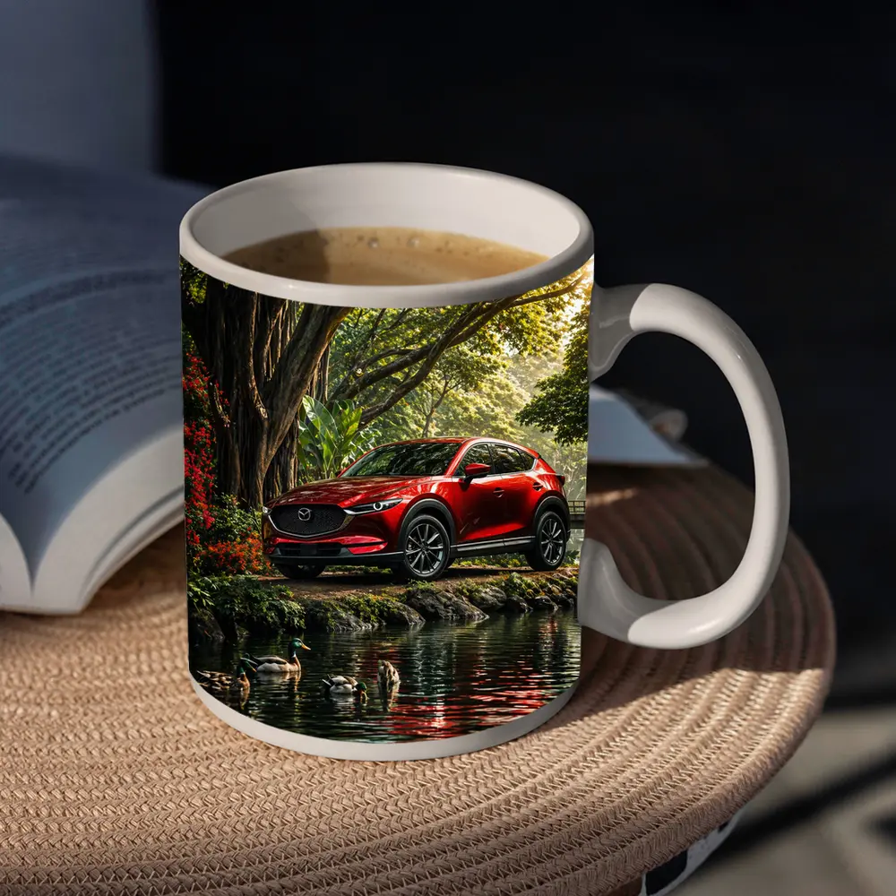 Mazda CX5 Red SUV By River – Mugs