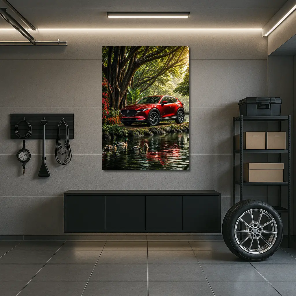 Mazda CX5 Red SUV By River – Wall Art