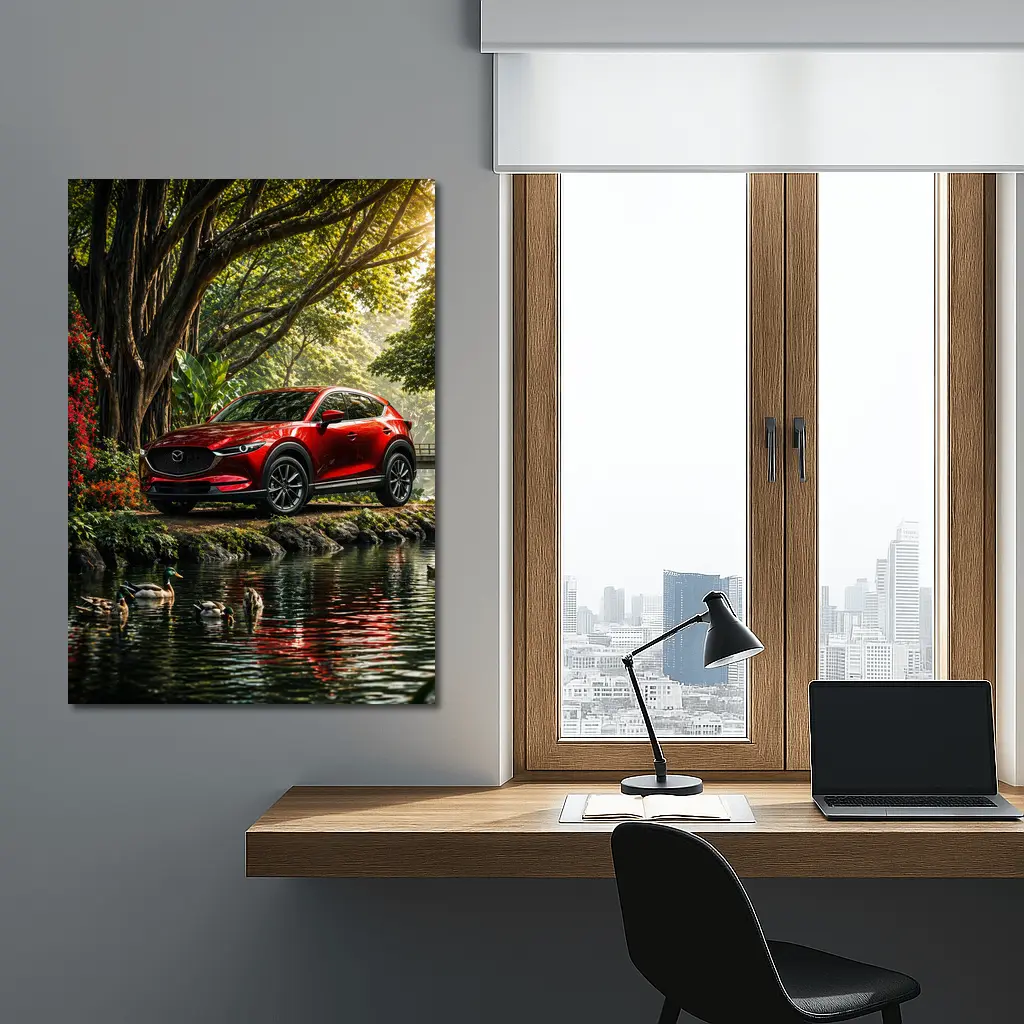 Mazda CX5 Red SUV By River – Wall Art