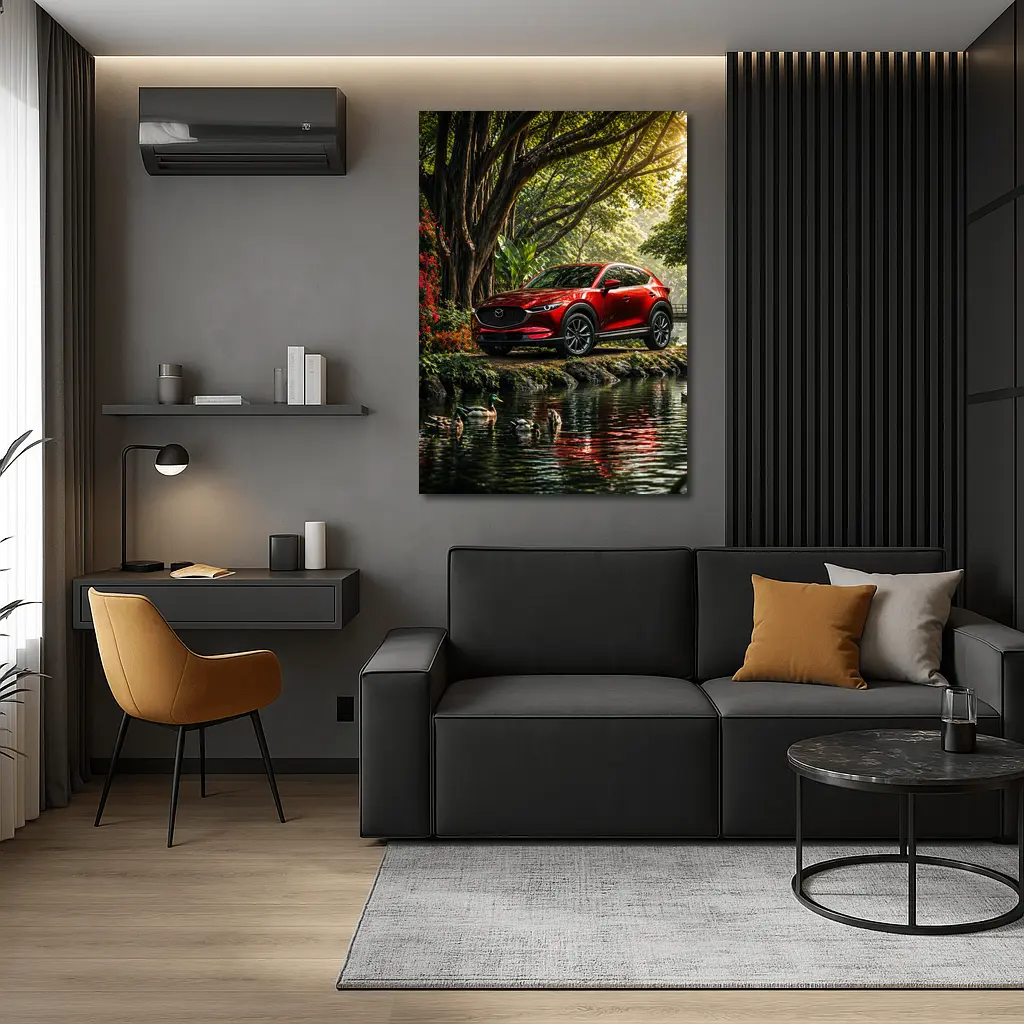 Mazda CX5 Red SUV By River – Wall Art