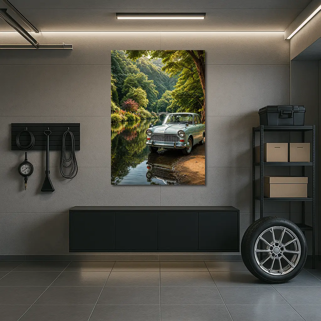 Mazda Classic Car By Scenic River – Wall Art