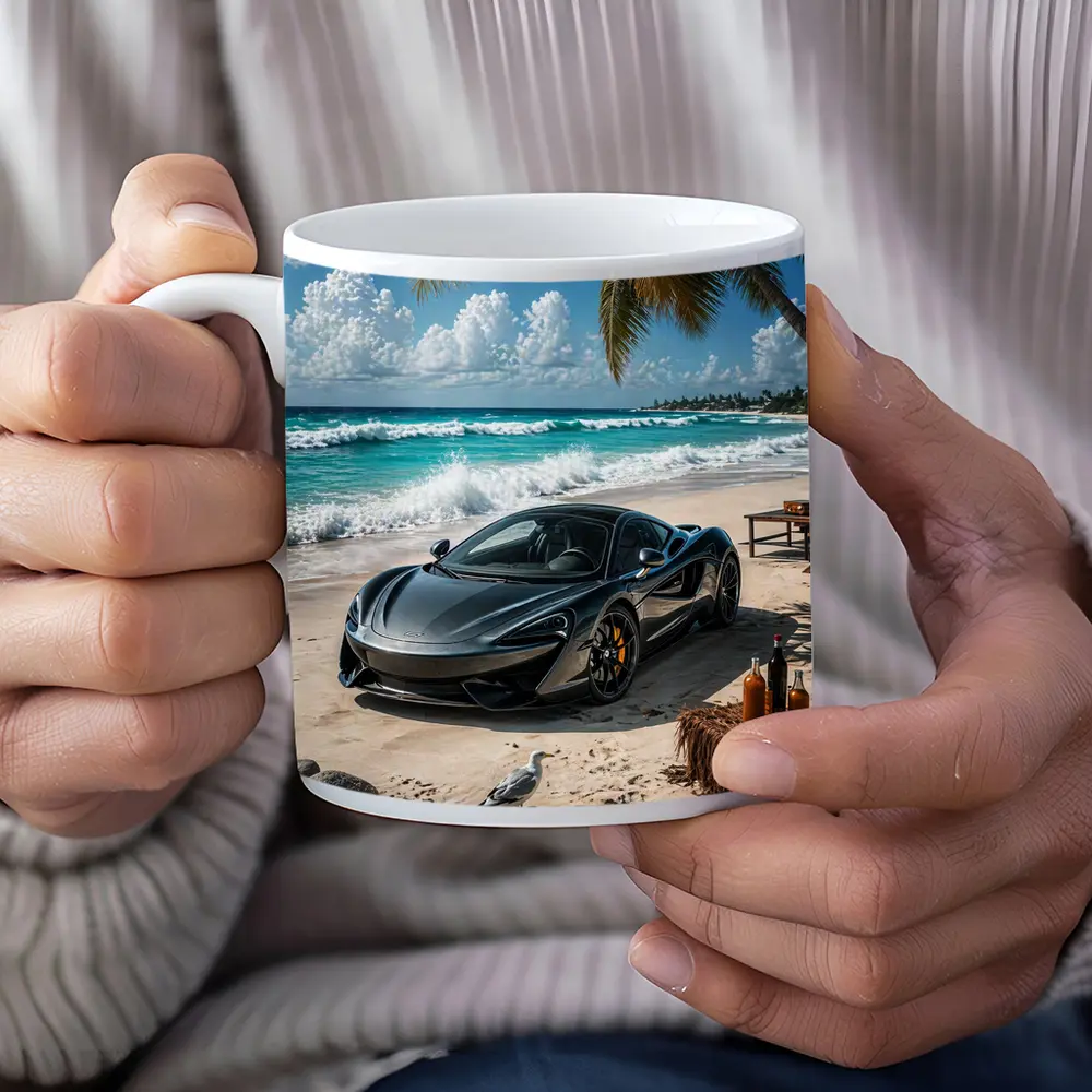McLaren 570S Parked On Tropical Beach – Mugs