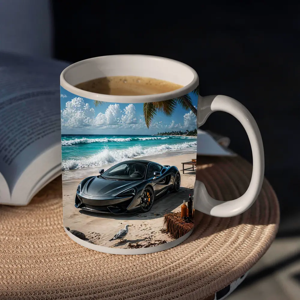 McLaren 570S Parked On Tropical Beach – Mugs